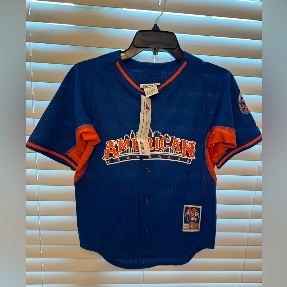 NWT Majestic American League MLB ASG 2013 Blue And Orange Jersey Size Youth S